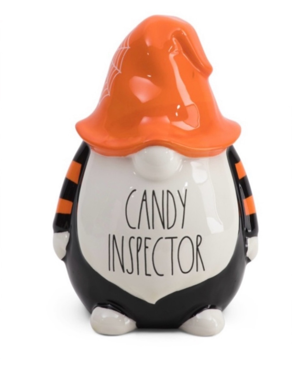 Rae Dunn CANDY INSPECTOR Ceramic Gnome Halloween Figure